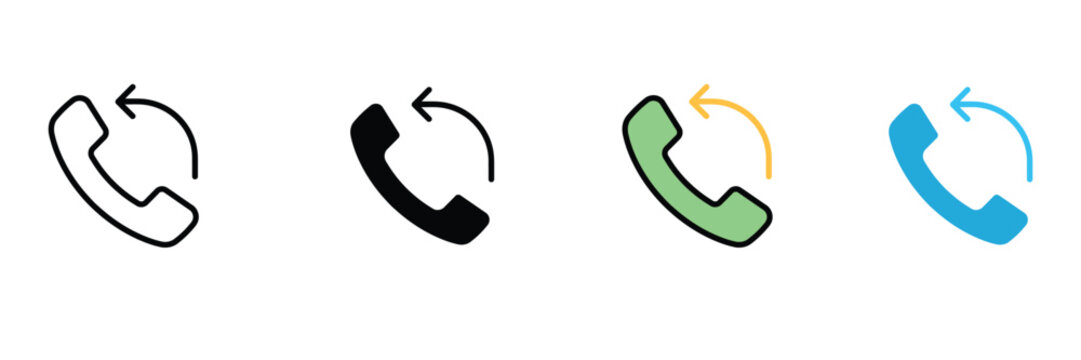 Call Back and Missed Call Icon Set for Communication and Phone Interface Vector Illustration