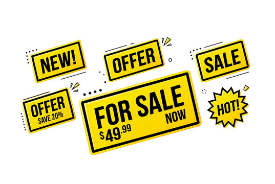 Yellow black sale offer tags stickers new hot bundle promo