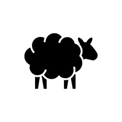 Fluffy sheep standing right facing solid black vector icon © thegreenpixel