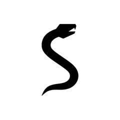 Fototapeta premium Coiled snake forked tongue solid black vector icon