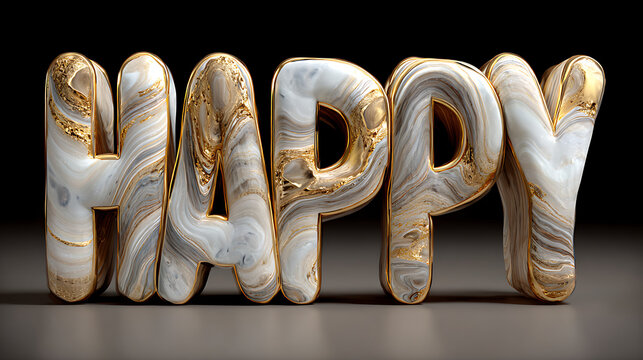 metallic gold balloon letters spelling HAPPY