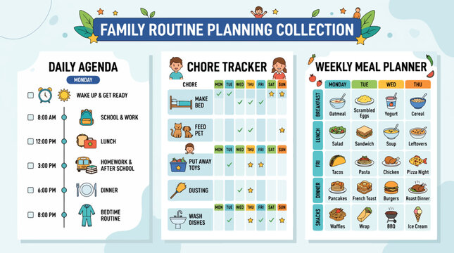 Family Routine Planning Collection Sheets.