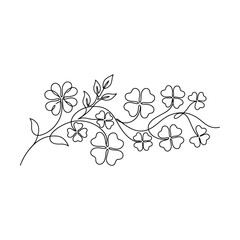Fototapeta premium A simple line drawing of a decorative floral vine with leaves
