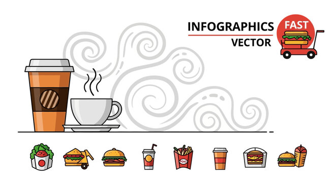 Fast Food Vector Infographic Template.