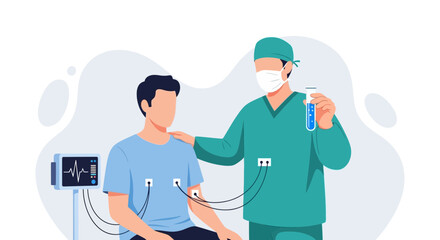 Fototapeta premium Doctor performs medical test on patient, holding blood sample