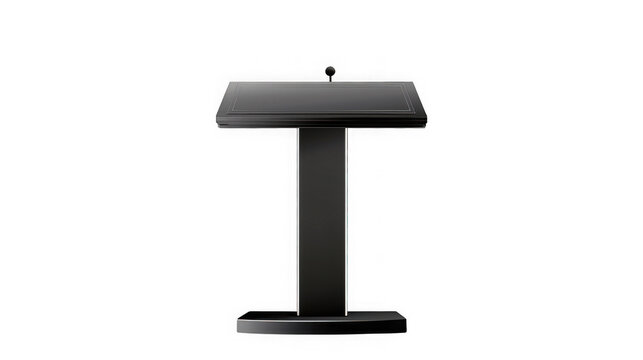 Black modern ceremony program display stand with microphone base on transparent background with featuring microphone sleek black presentation rectangular conference with isolated transparent