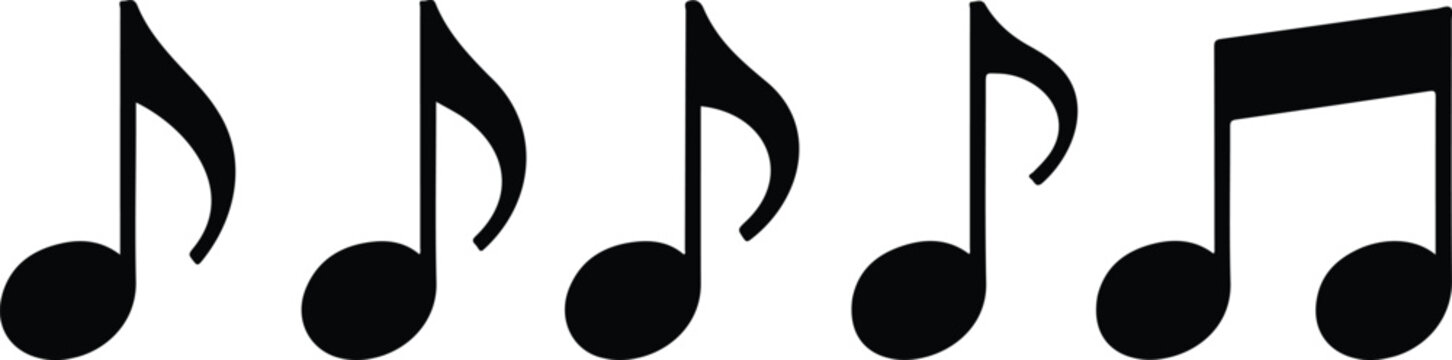 Set of musical notes and beamed eighth notes symbolizing rhythm, melody, and creative music concept illustration