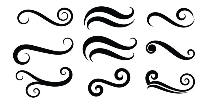 Calligraphic swoosh tail vectors featuring hand drawn swashes, swoops, underline strokes, and decorative flourishes with clean minimalist graphics for logos, typography, and sports branding.