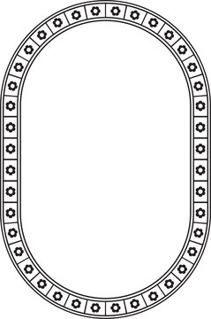 Vector black monochrome oval gothic ornament. Medieval European silhouette, circle, ring, border. Classic pattern of the Germans, Angles, Saxons, Franks.
