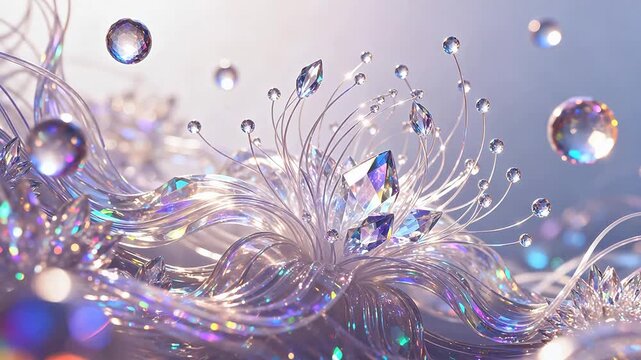 Abstract glowing crystal and thread design