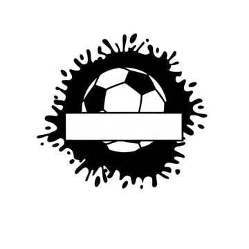 Soccer ball splatter vector design with a blank text banner isolated on white background