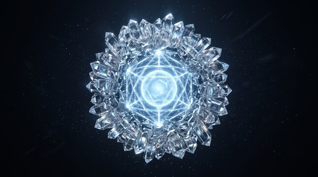 crystal glowing geometric mandala spiritual meditation energy healing chakra aura crystal ball mystic esoteric occult mystical glittering shining bright sacred cosmic universal