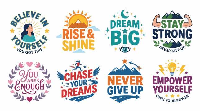 vector motivational quote designs for personal growth and success with inspirational phrases on uplifting themes