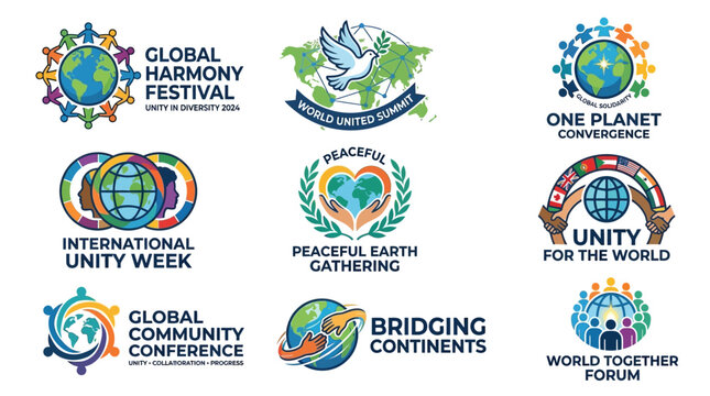 Global Harmony Festival, World United Summit, Peaceful Earth Gathering, Bridging Continents vector