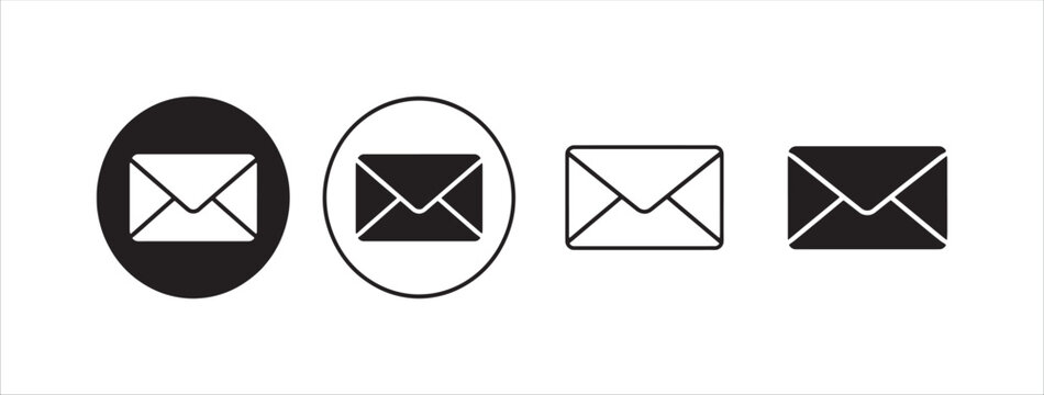 Minimalist envelope mail icons for web interface messaging and digital mail systems.