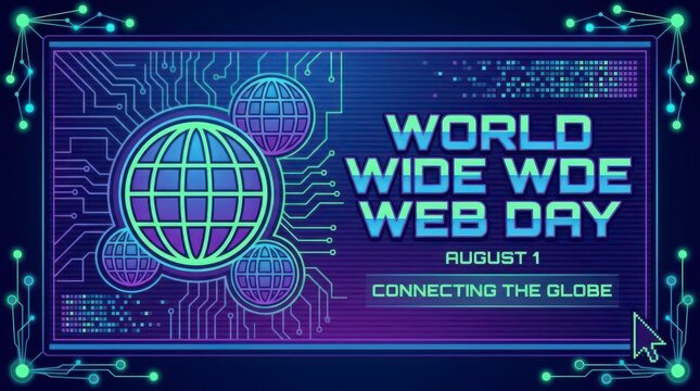 World wide web day retro tech illustration august 1st