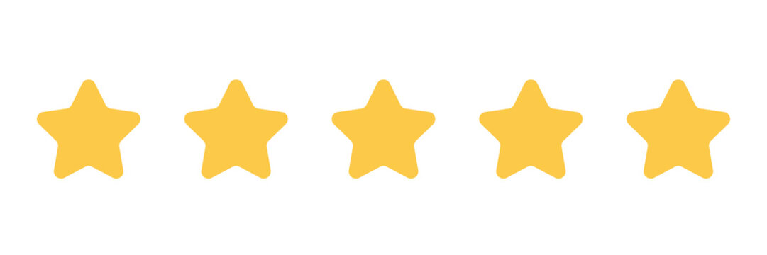 Five Star Rating Icon Isolated on Transparent Background PNG