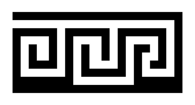 Ancient greek meander key pattern decorative border element as isolated object