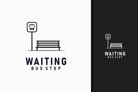Bus stop logo symbol icon design