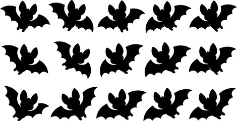 Fototapeta premium Cute Bat Silhouette Bundle, Kawaii Bat Collection, Adorable Flying Bat Clipart, Cartoon Bat Illustration, Baby Bat Characters, Halloween Bat Design Set