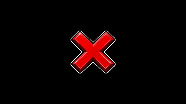 A large red x symbol with a white outline on a black background, representing rejection or cancellation