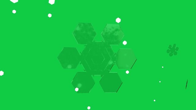 On start hex cluster rotating, light sweeping, hexes drifting to show mirrors on transparent canvas