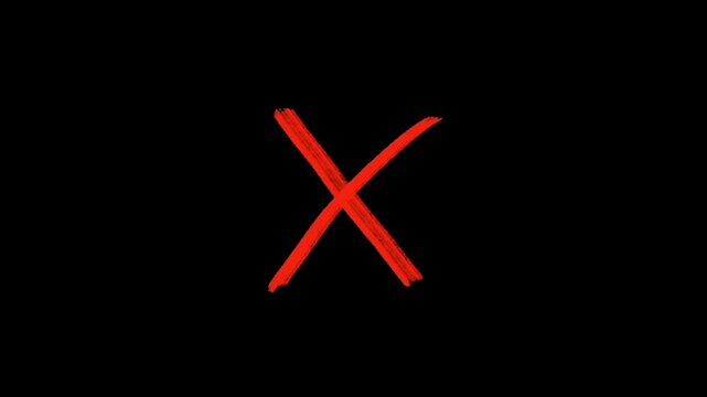 A large red x mark on a solid black background symbolizing rejection or cancellation