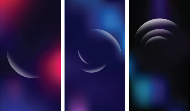 premium abstract background collection featuring luminous crescent spheres, smooth gradient transitions, and atmospheric lighting in blue, teal, emerald, orange, purple, and black tones. professionall