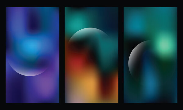 premium abstract background collection featuring luminous crescent spheres, smooth gradient transitions, and atmospheric lighting in blue, teal, emerald, orange, purple, and black tones. professionall