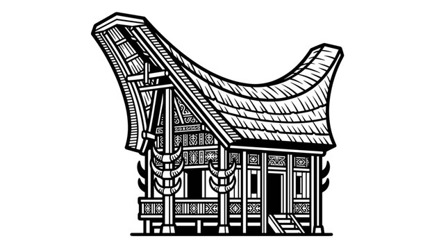 Traditional Indonesian Batak House Architecture.