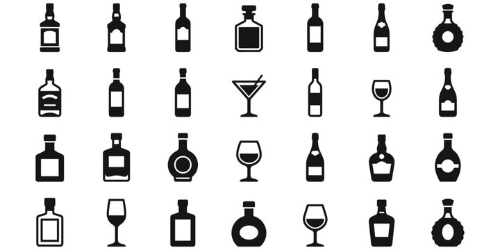 Collection of Alcohol Bottles and Glassware Icons 1.