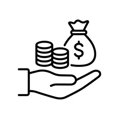 Hand holding money and coins. © Hgio