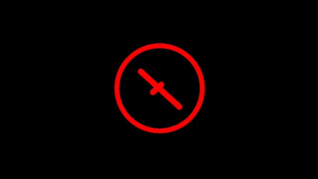 A red circle with a red x in the center on a black background symbolizing rejection or cancellation