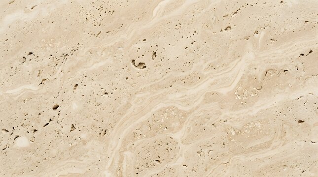 Close up texture of natural beige travertine stone with subtle patterns and holes