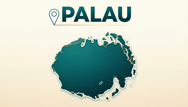 Palau Political Map with Island Outline Premium 3D Vector Illustration