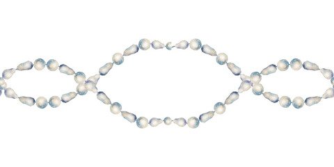 Fototapeta premium Watercolor seamless pearl necklace border in a realistic coastal style. Illustration for wedding stationery, luxury packaging, invitations, fabric, wallpaper, jewelry branding and decor.