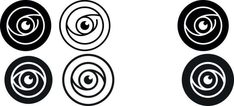 Eye symbol pattern abstract black and white icon set with abstract perception illustration