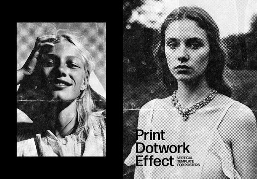 Vertical Dotwork Print Effect For Poster And Print Design