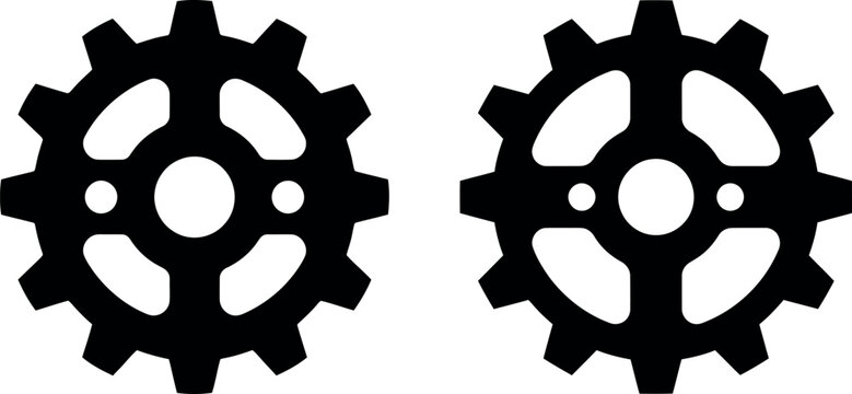 Two identical industrial gear cogs vector illustration with mechanical industry engineering