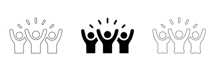 Fototapeta premium Group of people celebrating with raised hands and radiating energy