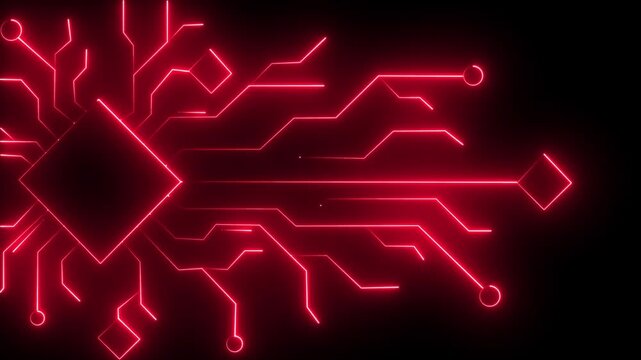 Abstract futuristic digital network with glowing neon connected by lines red lines. Abstract digital dot line particle data background connecting technology concept Motherboard circuit pattern
