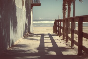 Naklejka premium Serene beachside path view.
