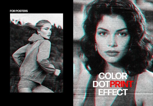 Vertical Color Dot Print Effect For Poster And Print Design