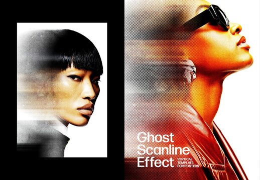 Vertical Ghost Scanline Effect For Poster And Print Design