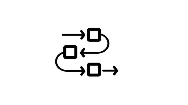Process animated icon showing step-by-step process success with check marks.Representing refresh, reload, on white background.