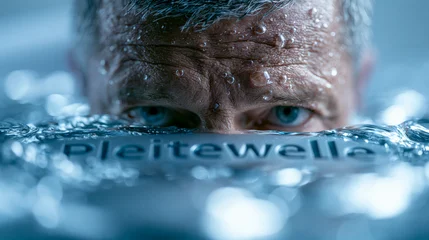 Mann taucht unter Wasser mit Schriftzug Pleitewelle im Vordergrund © Nick Freund