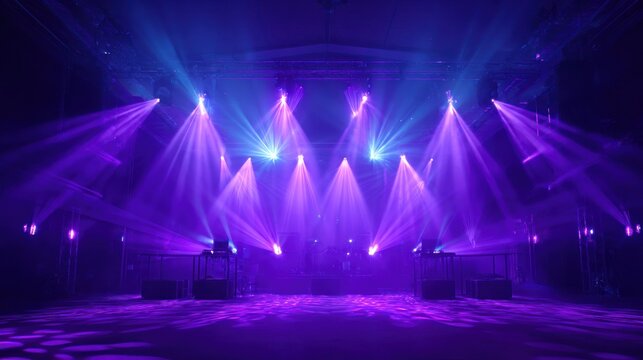 Stage lights and dj setup in a concert hall