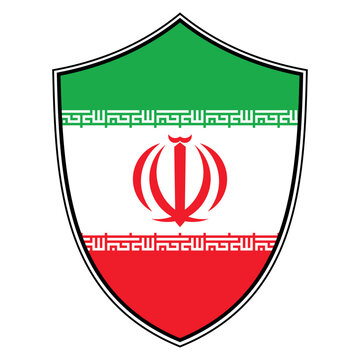 Iran national flag shield emblem with Kufic Allahu Akbar script