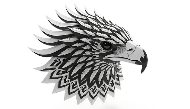 Stylized eagle head illustration in black and white illustration