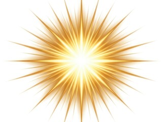 Obraz premium Golden sunburst light effect isolated on white background